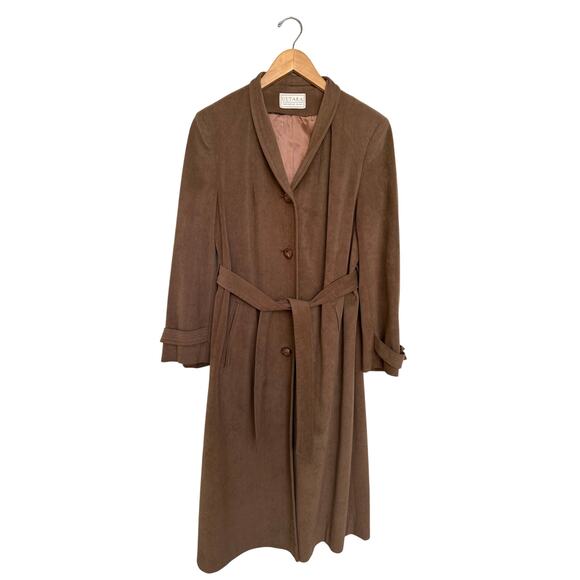 Ultara Jon Rico Vintage Non-Leather Suede Trench Coat Long Jacket Sz 10 Brown - Picture 1 of 7